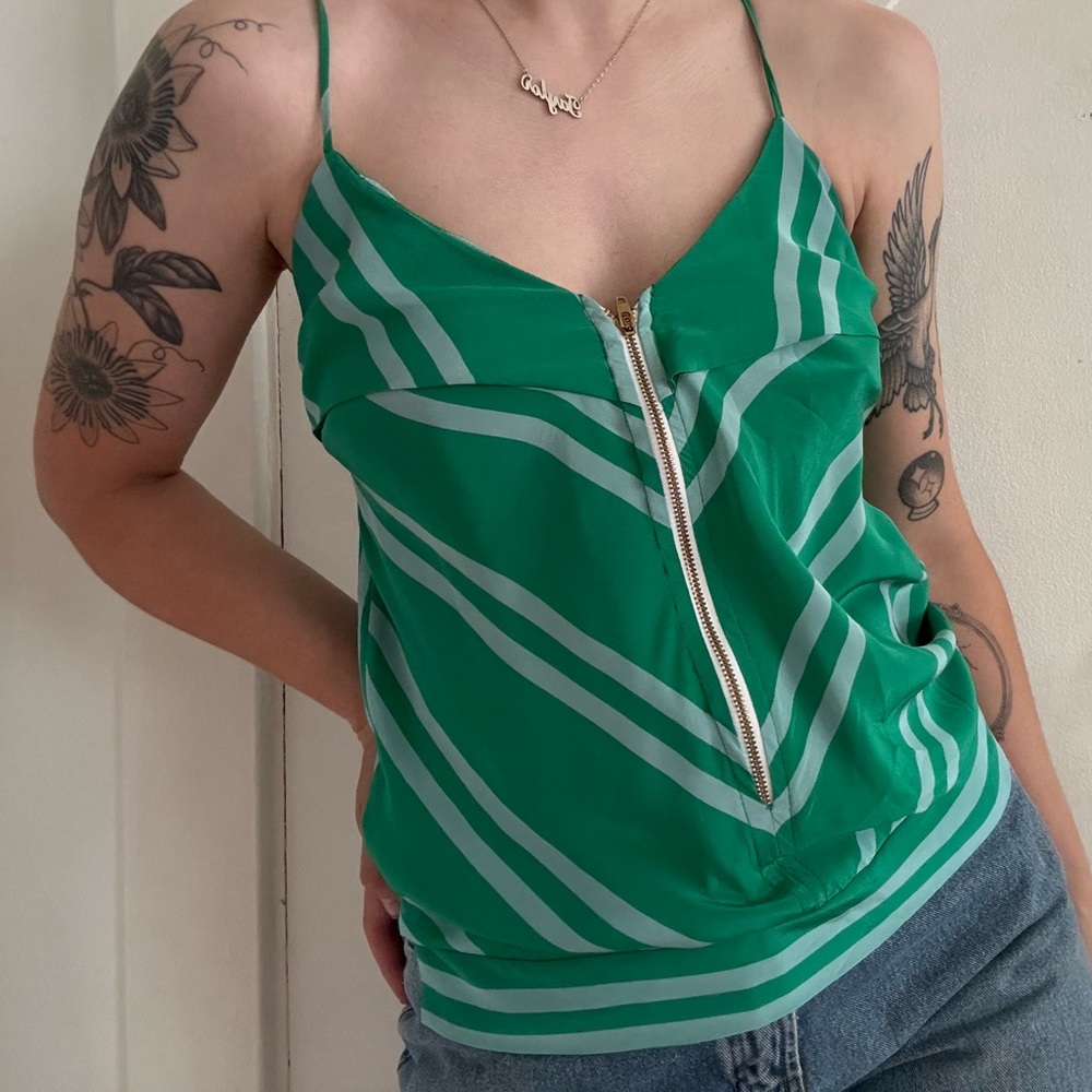 Green Striped Sleeveless top